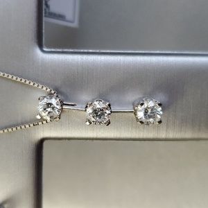 Watch Video / Certified 14K Gold Solitaire Diamond Journey Necklace and Earrings